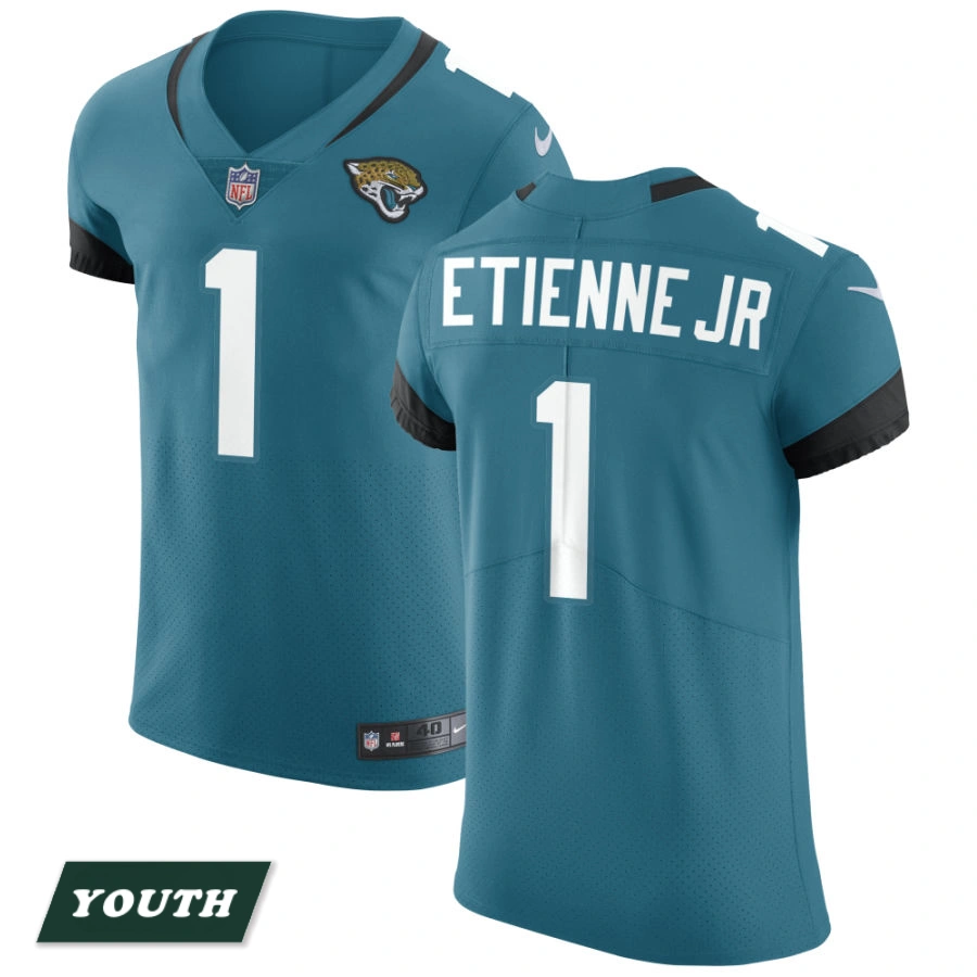 Youth Jacksonville Jaguars Teal Vapor Untouchable Elite #1 Travis Etienne Jr Jersey Youth Jacksonville Jaguars Teal Vapor Untouchable Elite #1 Travis Etienne Jr Jersey